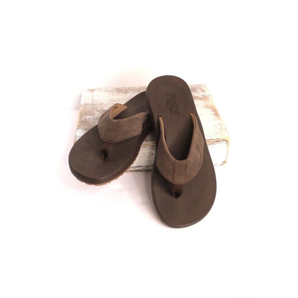 FLOJOS Bajo Memory Foam Flip Flops Sandals‎ Men's 8 Brown Tan Casual NWOB